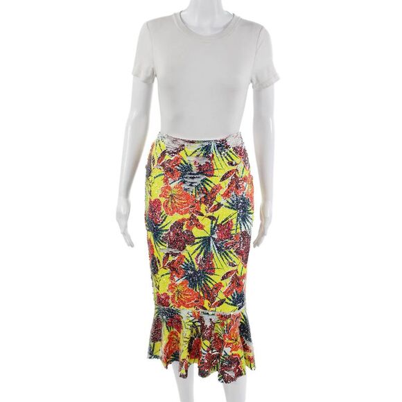 Zara Dresses & Skirts - Zara Womens Multi-Color Floral Trumpet Midi Skirt 100% Polyester Size S